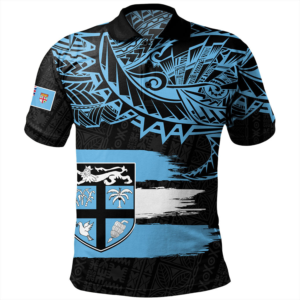 Fiji Polo Shirt Tribal Melanesia Grunge Flag