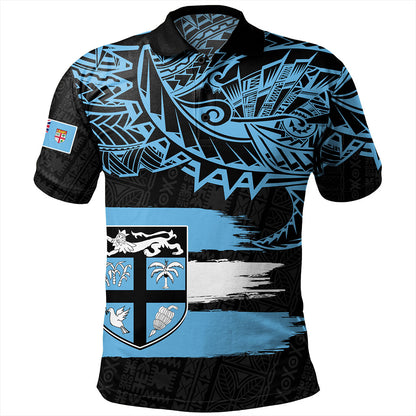 Fiji Polo Shirt Tribal Melanesia Grunge Flag