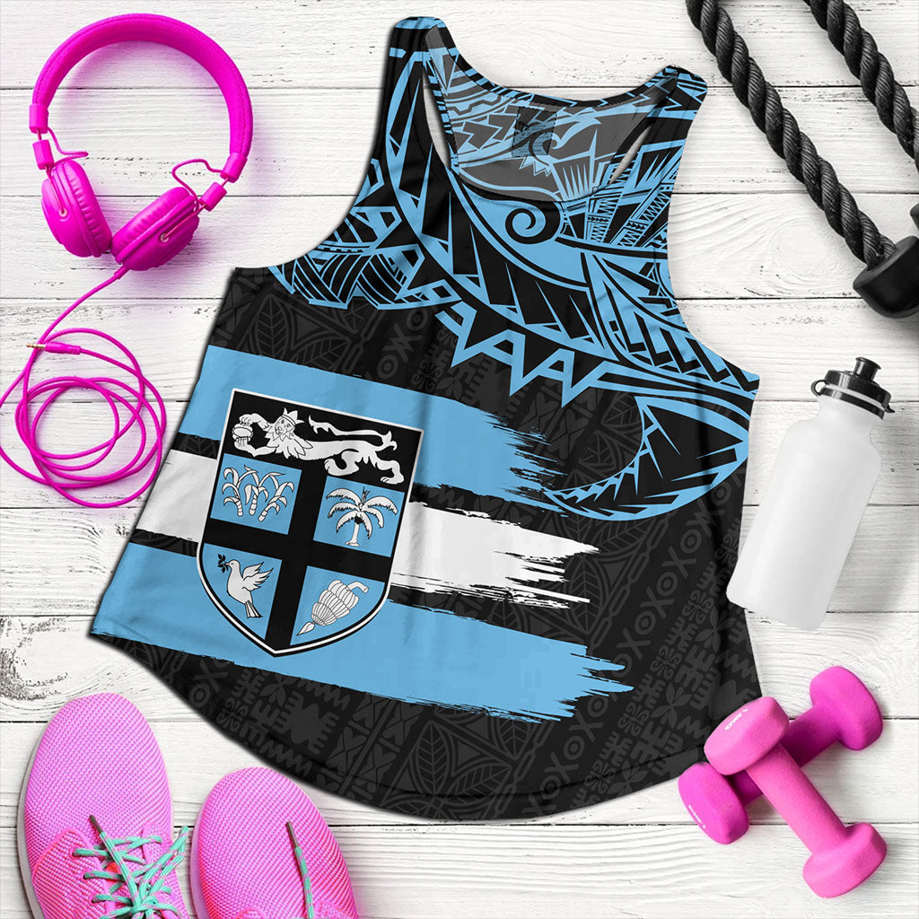 Fiji Women Tank Tribal Melanesia Grunge Flag
