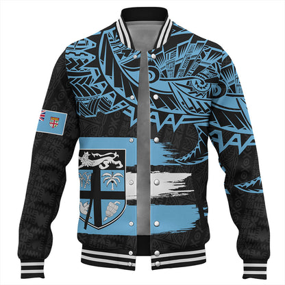 Fiji Baseball Jacket Tribal Melanesia Grunge Flag