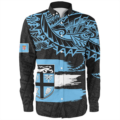 Fiji Long Sleeve Shirt Tribal Melanesia Grunge Flag
