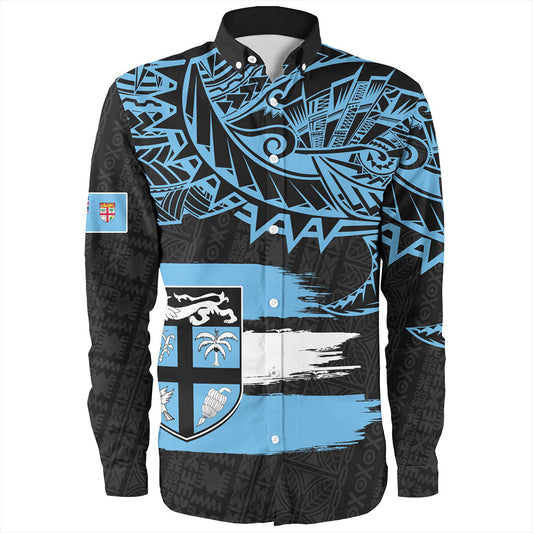 Fiji Long Sleeve Shirt Tribal Melanesia Grunge Flag