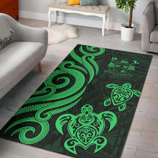 Fiji Area Rug - Green Tentacle Turtle Crest