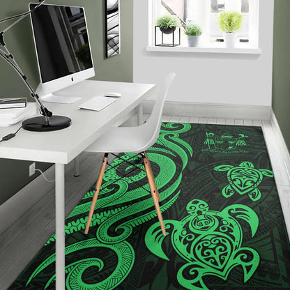 Fiji Area Rug - Green Tentacle Turtle Crest