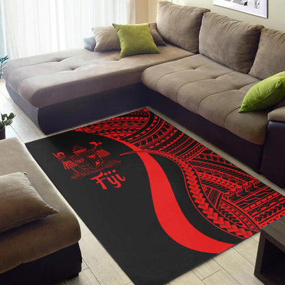 Fiji Area Rug - Red Polynesian Tentacle Tribal Pattern Crest