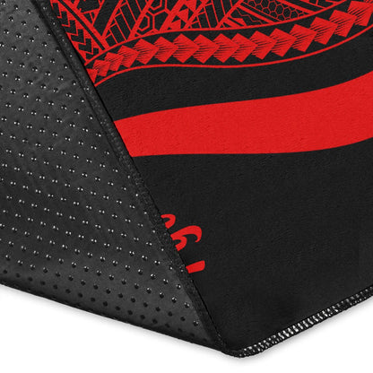 Fiji Area Rug - Red Polynesian Tentacle Tribal Pattern Crest