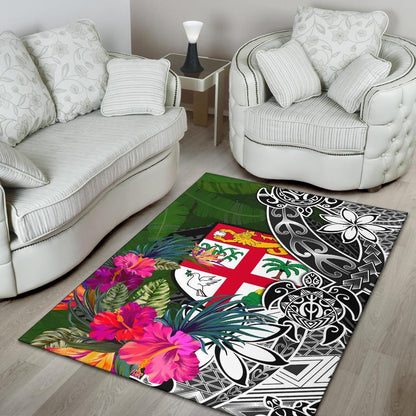Fiji Area Rug - Turtle Plumeria Banana Leaf