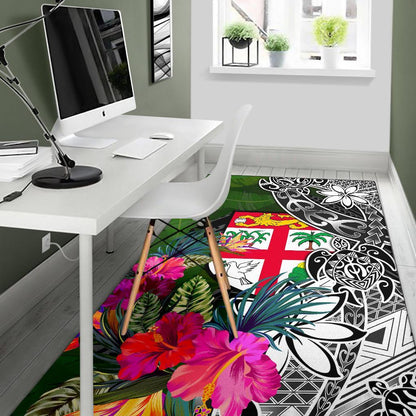 Fiji Area Rug - Turtle Plumeria Banana Leaf