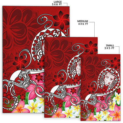 Fiji Area Rug - Turtle Plumeria (Red)