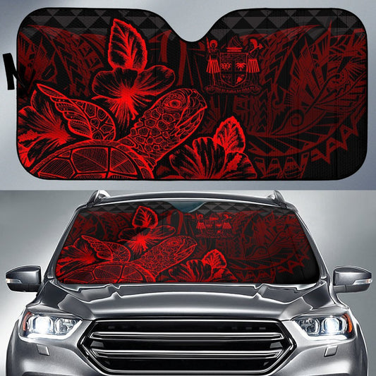 Fiji Auto Sun Shades Turtle Hibiscus Red