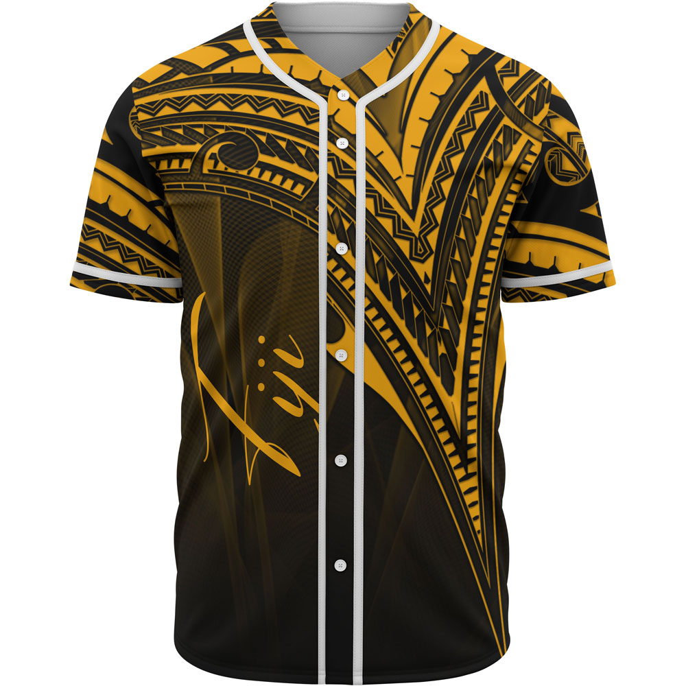 Fiji Baseball Shirt - Gold Color Cross Style