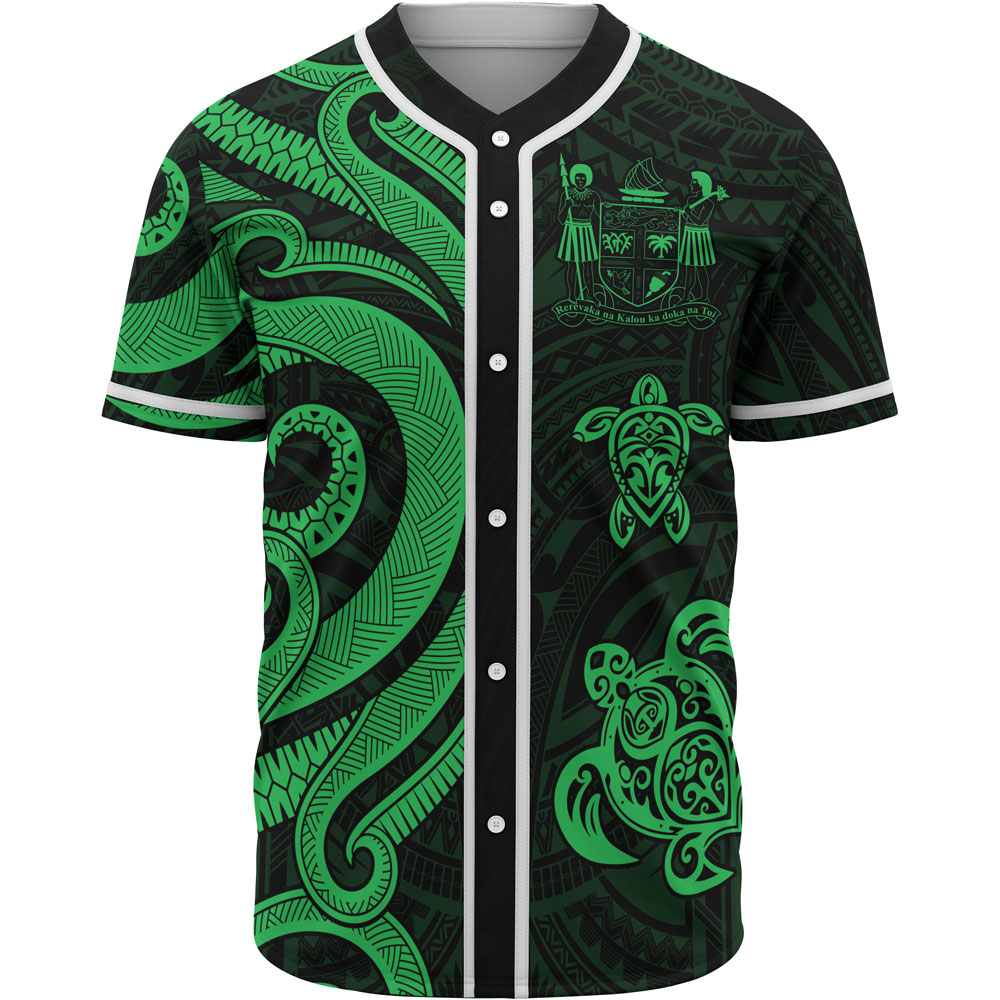 Fiji Baseball Shirt - Green Tentacle Turtle Crest