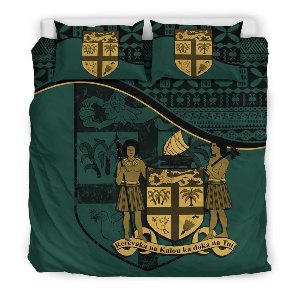 Polynesian Duvet Cover Set - Fiji Bedding Set Dark Green