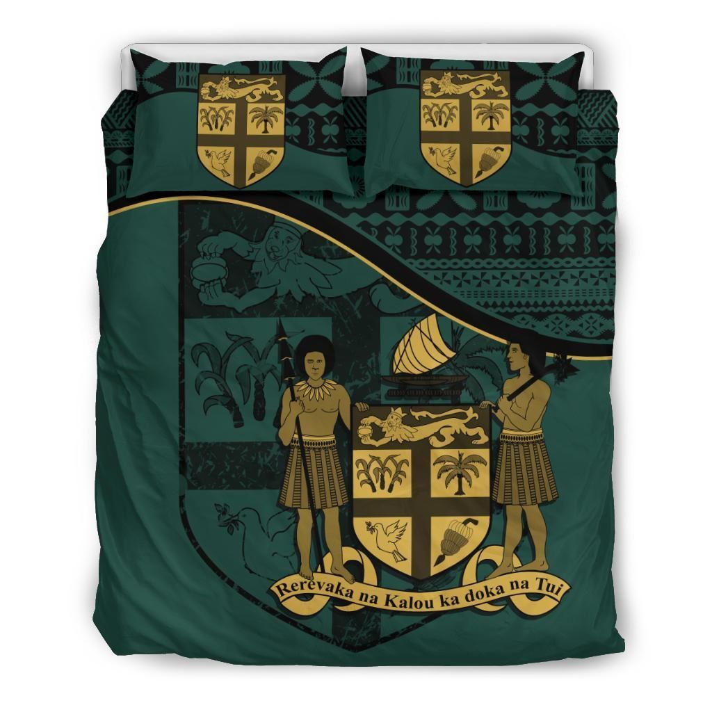 Polynesian Duvet Cover Set - Fiji Bedding Set Dark Green