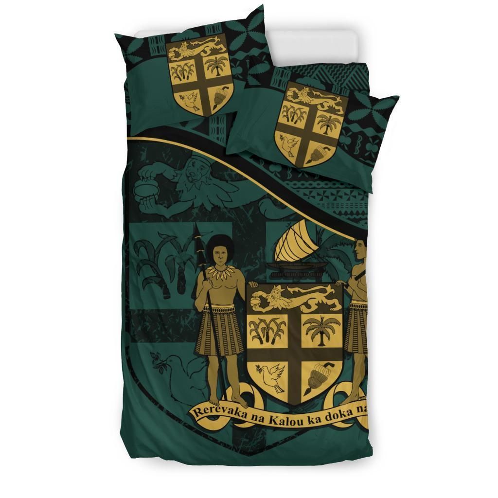 Polynesian Duvet Cover Set - Fiji Bedding Set Dark Green