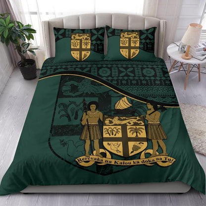 Polynesian Duvet Cover Set - Fiji Bedding Set Dark Green