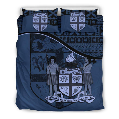 Fiji Duvet Cover Set - Fiji Flag & Coat Of Arms Blue