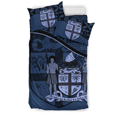 Fiji Duvet Cover Set - Fiji Flag & Coat Of Arms Blue