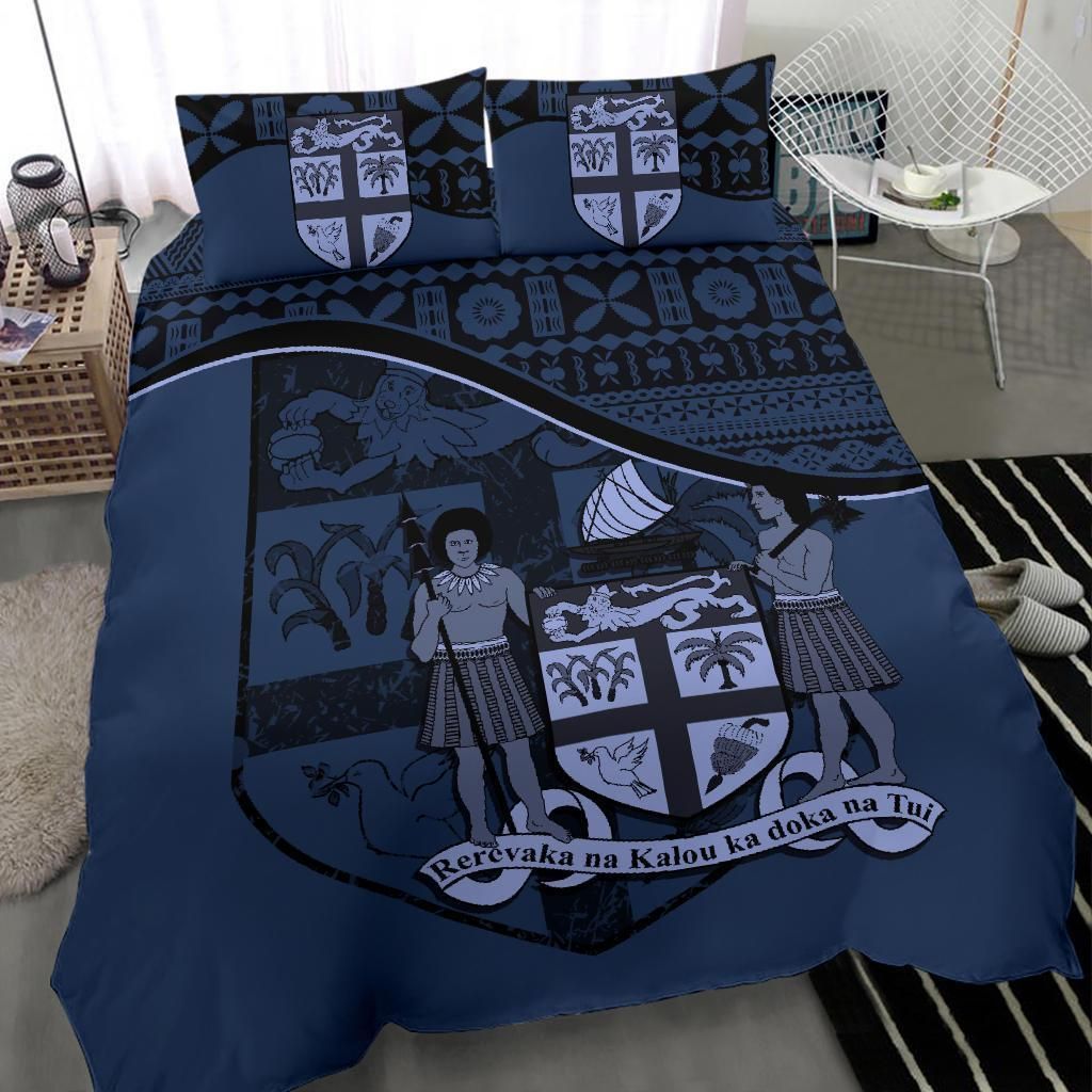 Fiji Duvet Cover Set - Fiji Flag & Coat Of Arms Blue