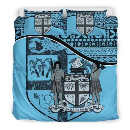 Fiji Duvet Cover Set - Fiji Flag & Coat Of Arms Blue