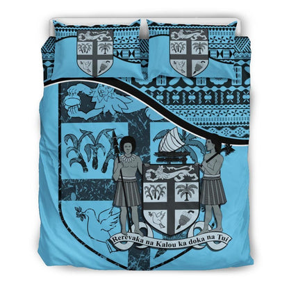 Fiji Duvet Cover Set - Fiji Flag & Coat Of Arms Blue