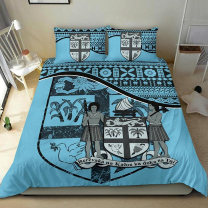 Fiji Duvet Cover Set - Fiji Flag & Coat Of Arms Blue
