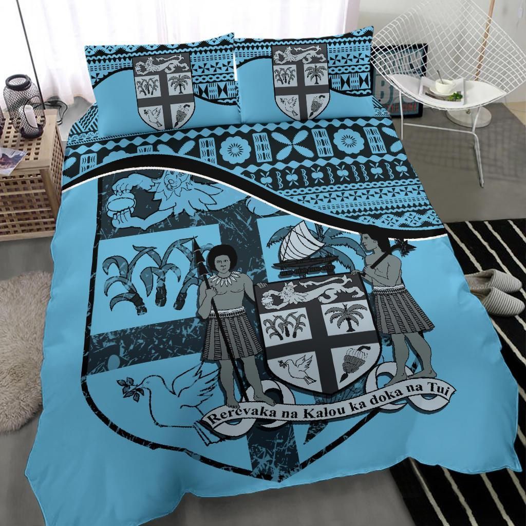 Fiji Duvet Cover Set - Fiji Flag & Coat Of Arms Blue