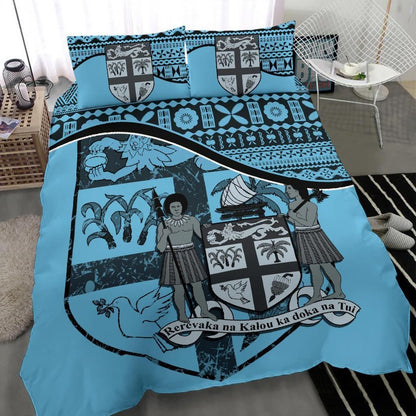 Fiji Duvet Cover Set - Fiji Flag & Coat Of Arms Blue