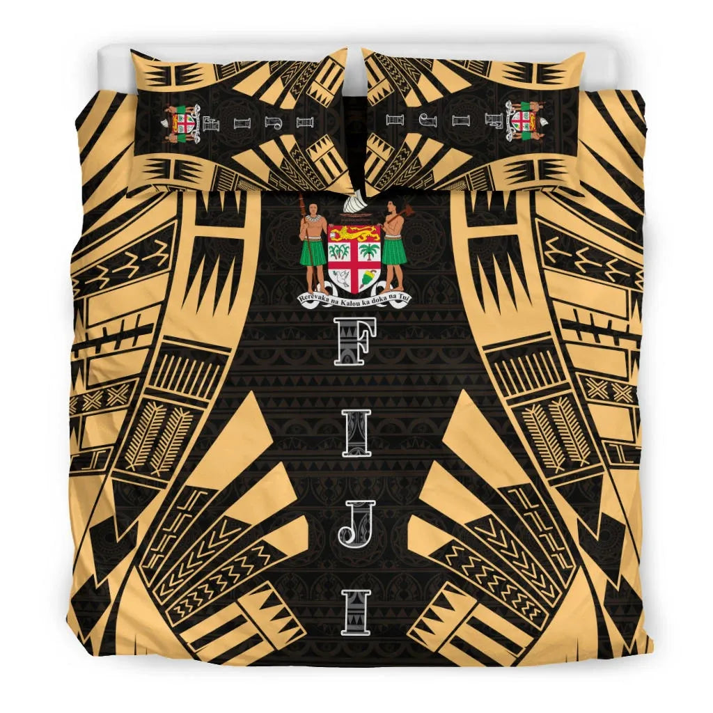 Fiji Duvet Cover Set - Polynesian Tattoo Gold