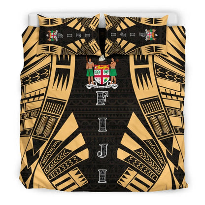 Fiji Duvet Cover Set - Polynesian Tattoo Gold