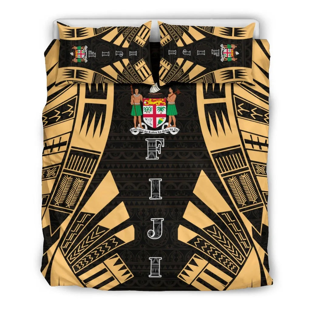 Fiji Duvet Cover Set - Polynesian Tattoo Gold