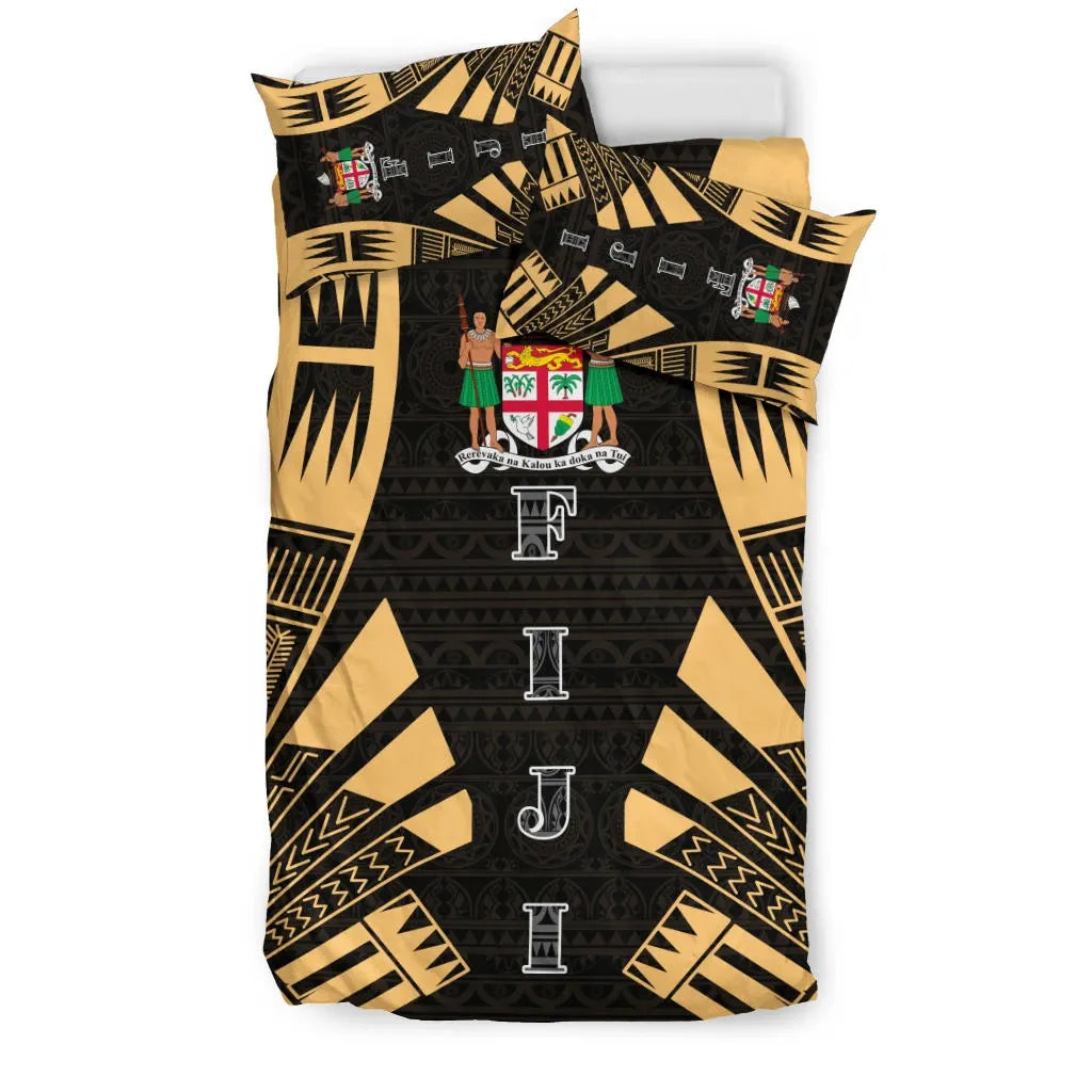 Fiji Duvet Cover Set - Polynesian Tattoo Gold