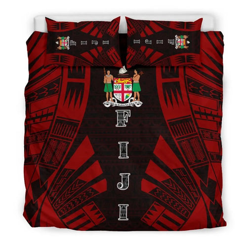 Fiji Duvet Cover Set - Polynesian Tattoo Red