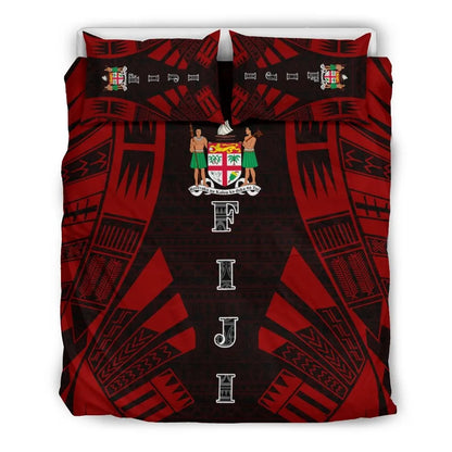 Fiji Duvet Cover Set - Polynesian Tattoo Red