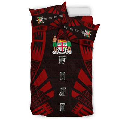 Fiji Duvet Cover Set - Polynesian Tattoo Red