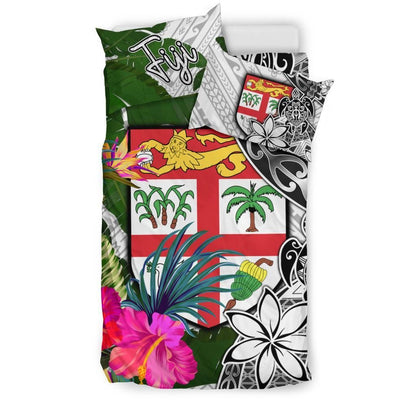 Fiji Bedding Set White - Turtle Plumeria Banana Leaf