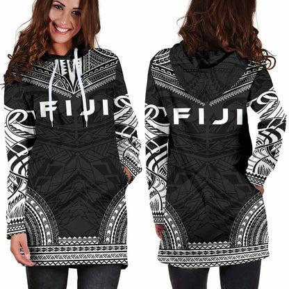 Fiji Female Hoodie Dress - Polynesian Black Chief
