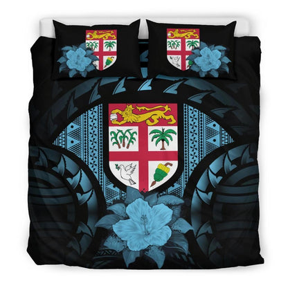Fiji Duvet Cover Set - Fiji Flag & Blue Hibiscus