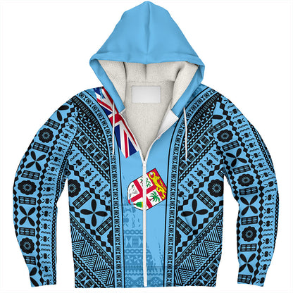 Fiji Sherpa Hoodie Bula Pattern Style Flag