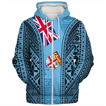 Fiji Sherpa Hoodie Bula Pattern Style Flag