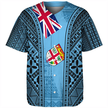 Fiji Baseball Shirt Bula Pattern Style Flag