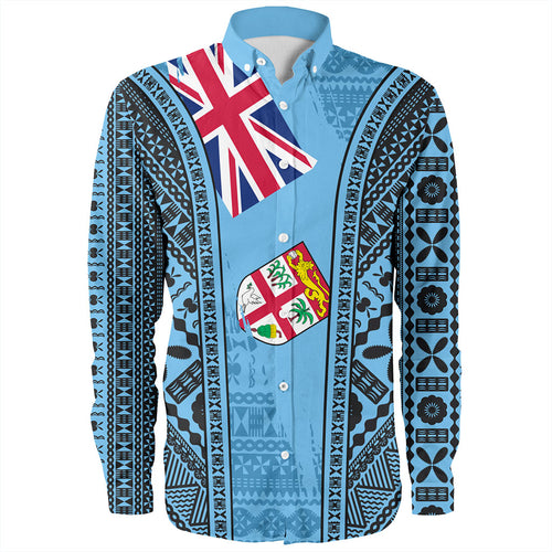 Fiji Long Sleeve Shirt Bula Pattern Style Flag
