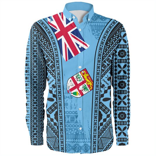 Fiji Long Sleeve Shirt Bula Pattern Style Flag