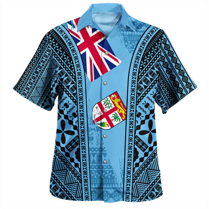 Fiji Hawaiian Shirt Traditional Tattoo Style Leaf