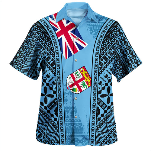 Fiji Hawaiian Shirt Traditional Tattoo Style Leaf
