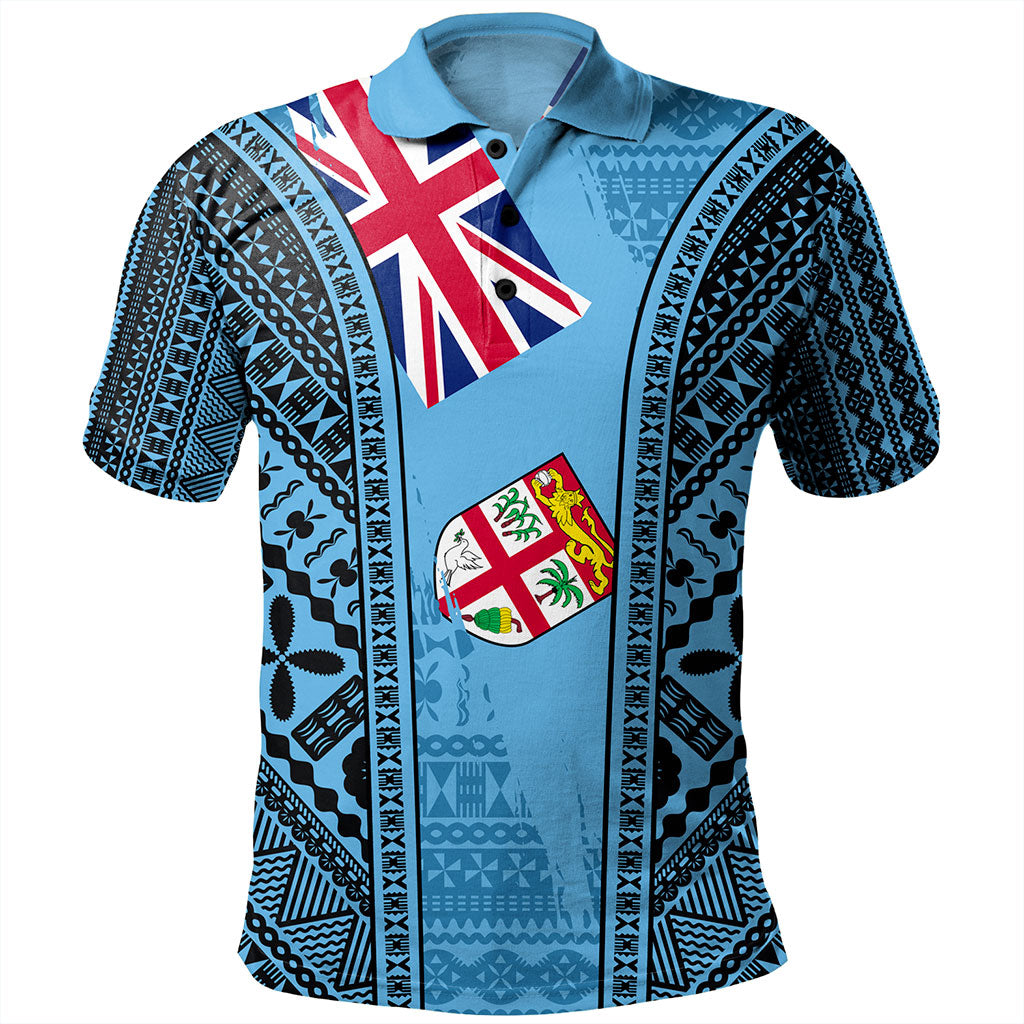 Fiji Polo Shirt Bula Pattern Style Flag