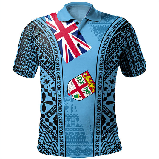 Fiji Polo Shirt Bula Pattern Style Flag
