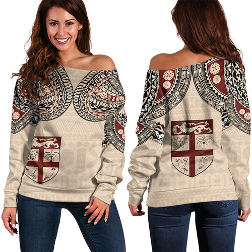 Fiji Off Shoulder Sweatshirt Bula Tattoo Art