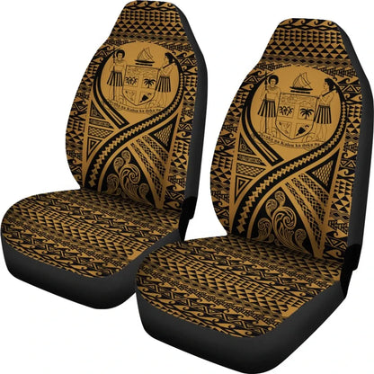 Fiji Car Seat Cover - Fiji Coat Of Arms Polynesian Tattoo Gold