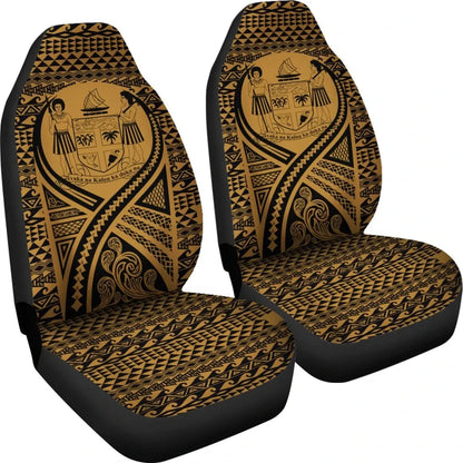Fiji Car Seat Cover - Fiji Coat Of Arms Polynesian Tattoo Gold
